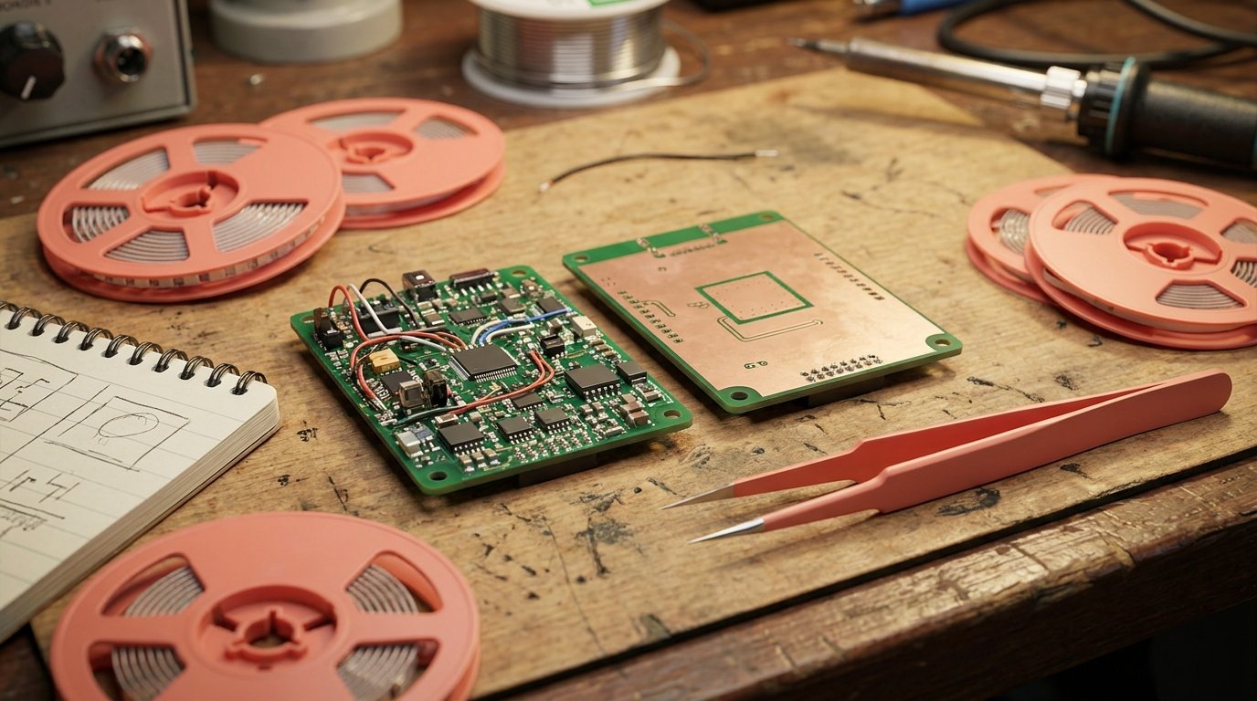 Zwei Platinen mit unterschiedlicher Bestückung, Sinnbild der neuen KiCad-10-Design-Varianten