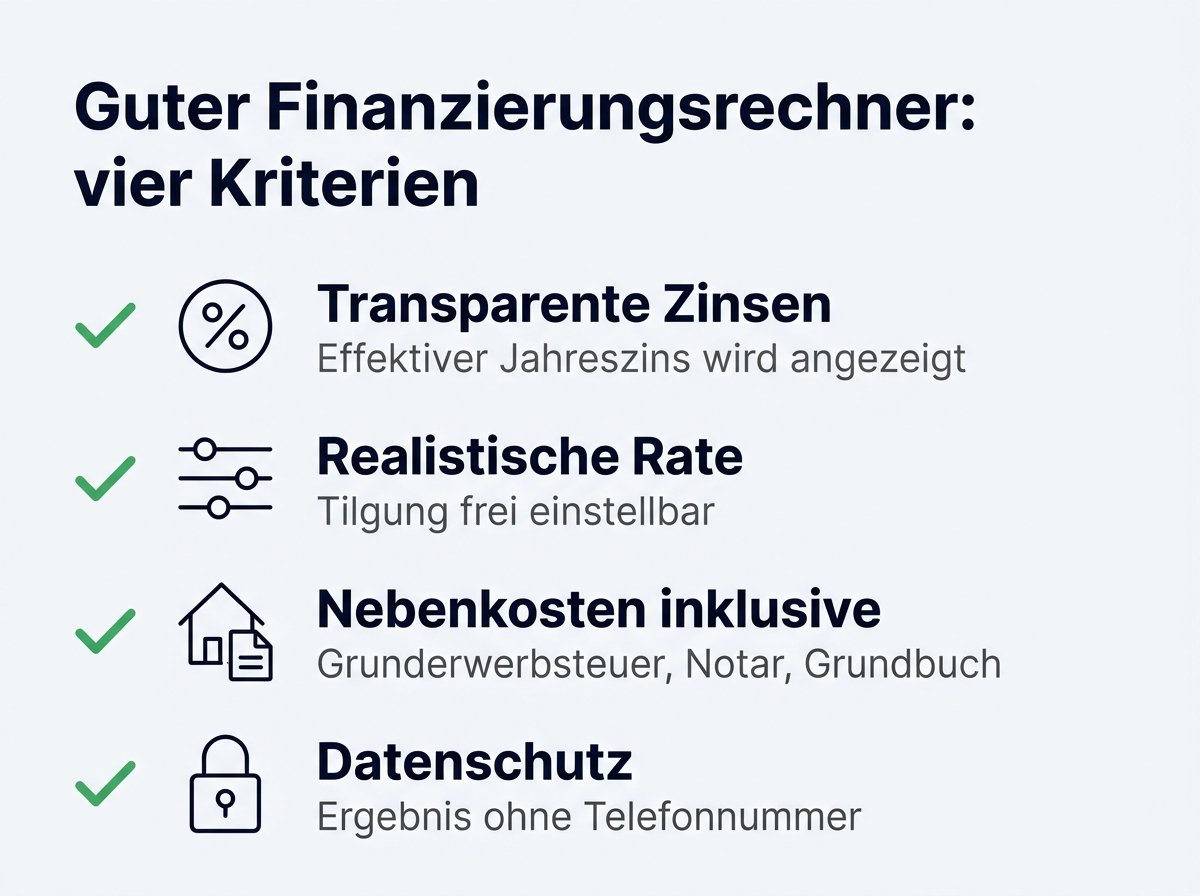 Prüfkriterien für Finanzierungsrechner im Überblick
